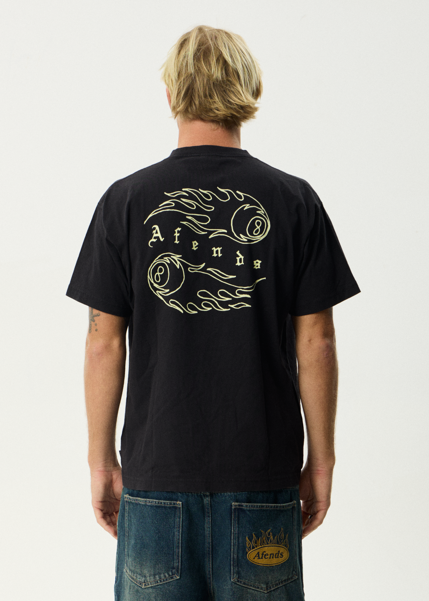 AFENDS Mens Off Balance - Heavyweight Boxy Tee - Stone Black