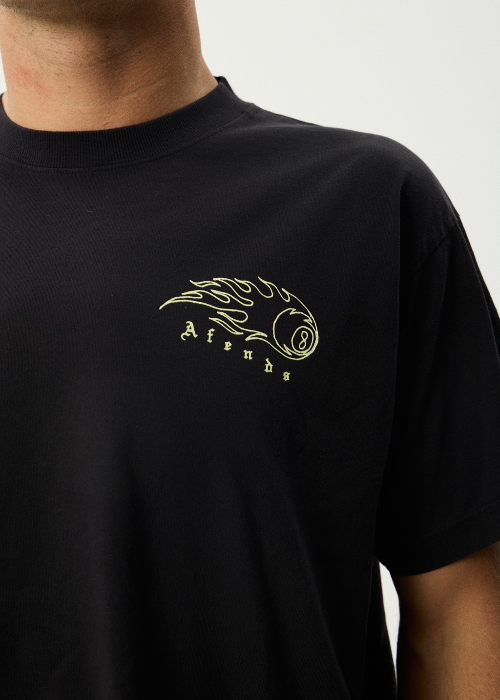 AFENDS Mens Off Balance - Heavyweight Boxy Tee - Stone Black