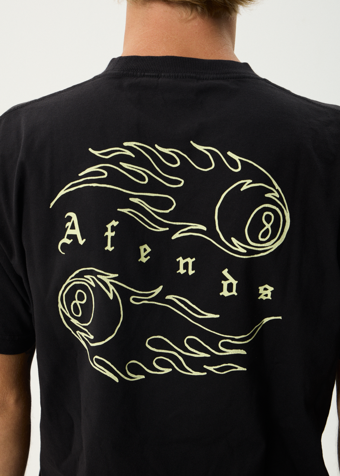 AFENDS Mens Off Balance - Heavyweight Boxy Tee - Stone Black