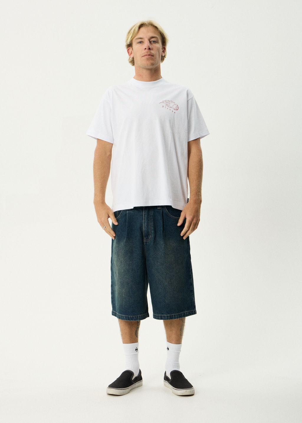 AFENDS Mens Off Balance - Heavyweight Boxy Tee - White