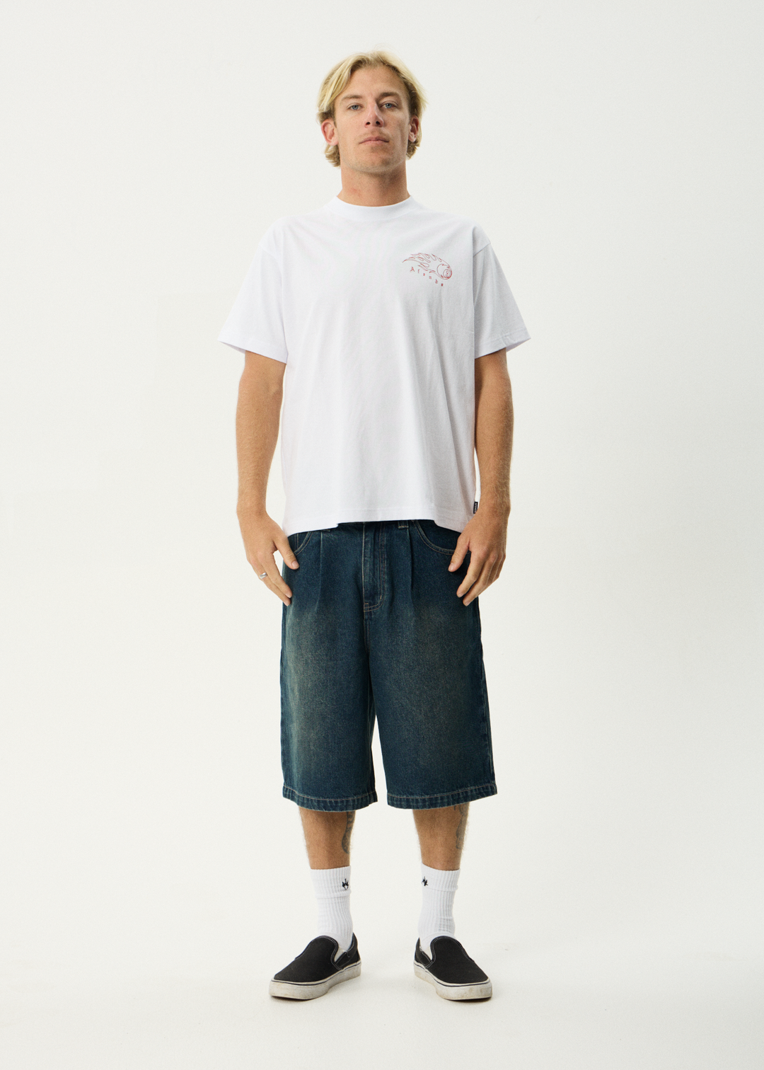 AFENDS Mens Off Balance - Heavyweight Boxy Tee - White