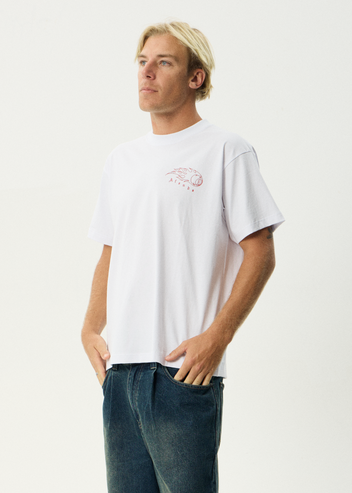 AFENDS Mens Off Balance - Heavyweight Boxy Tee - White