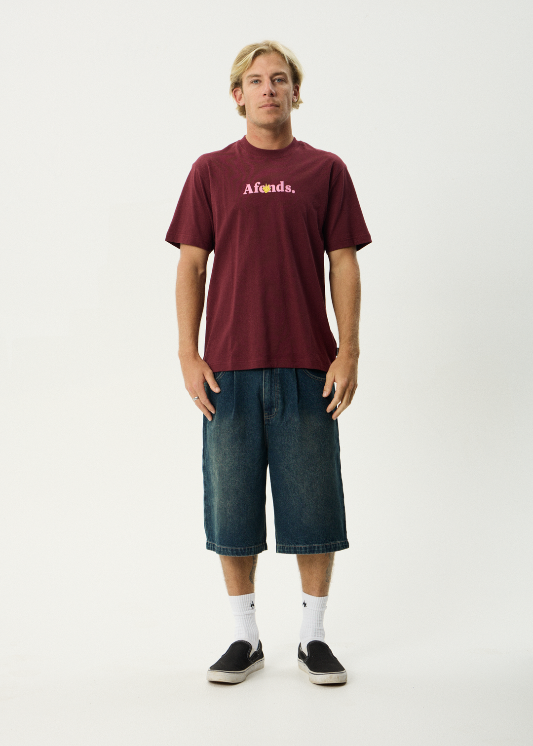 AFENDS Mens Smiles - Retro Tee - Port