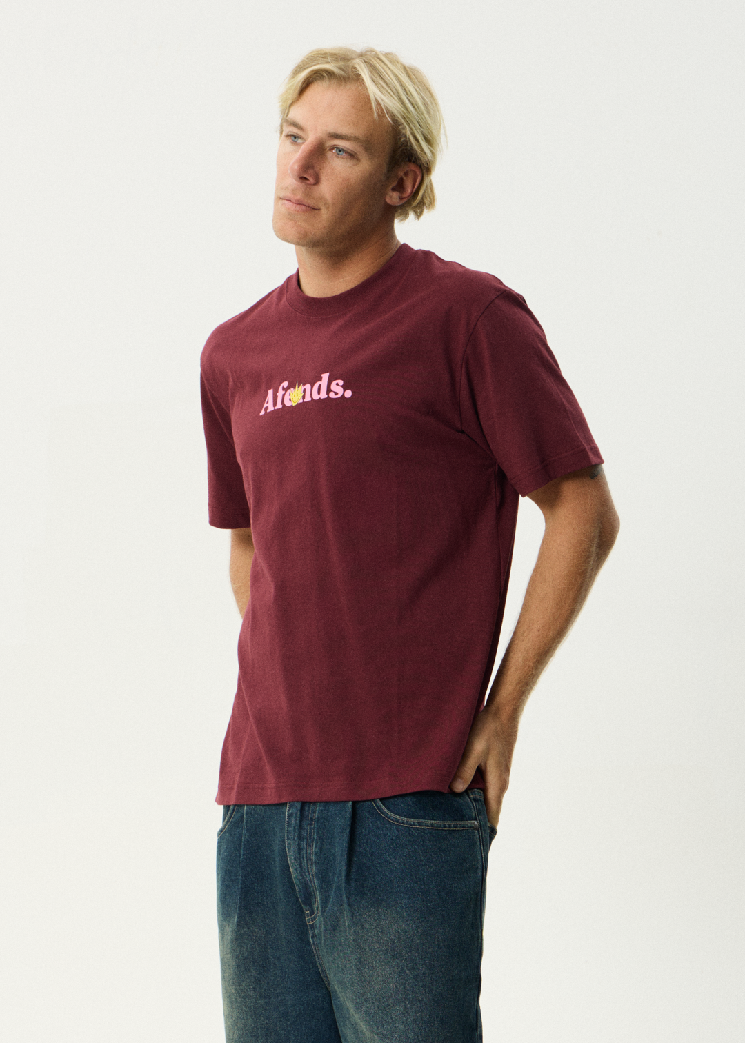 AFENDS Mens Smiles - Retro Tee - Port