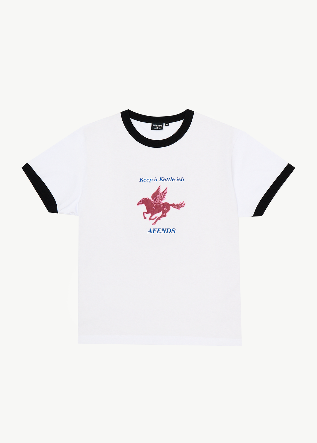 AFENDS Mens Kettle - Heavyweight Boxy Ringer Tee - White