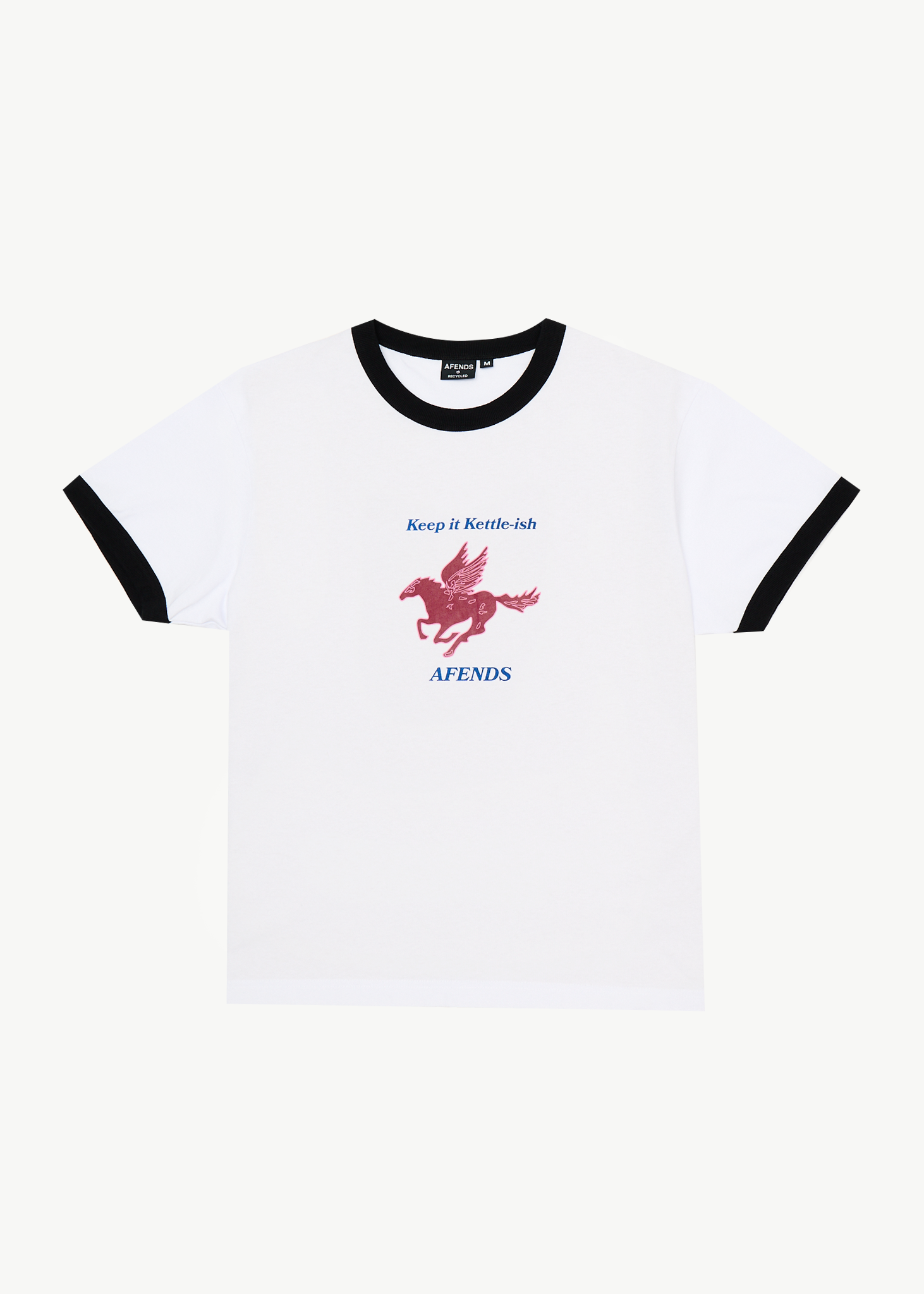 AFENDS Mens Kettle - Heavyweight Boxy Ringer Tee - White