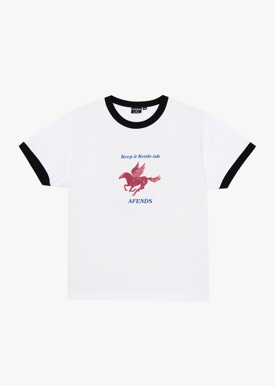 AFENDS Mens Kettle - Heavyweight Boxy Ringer Tee - White