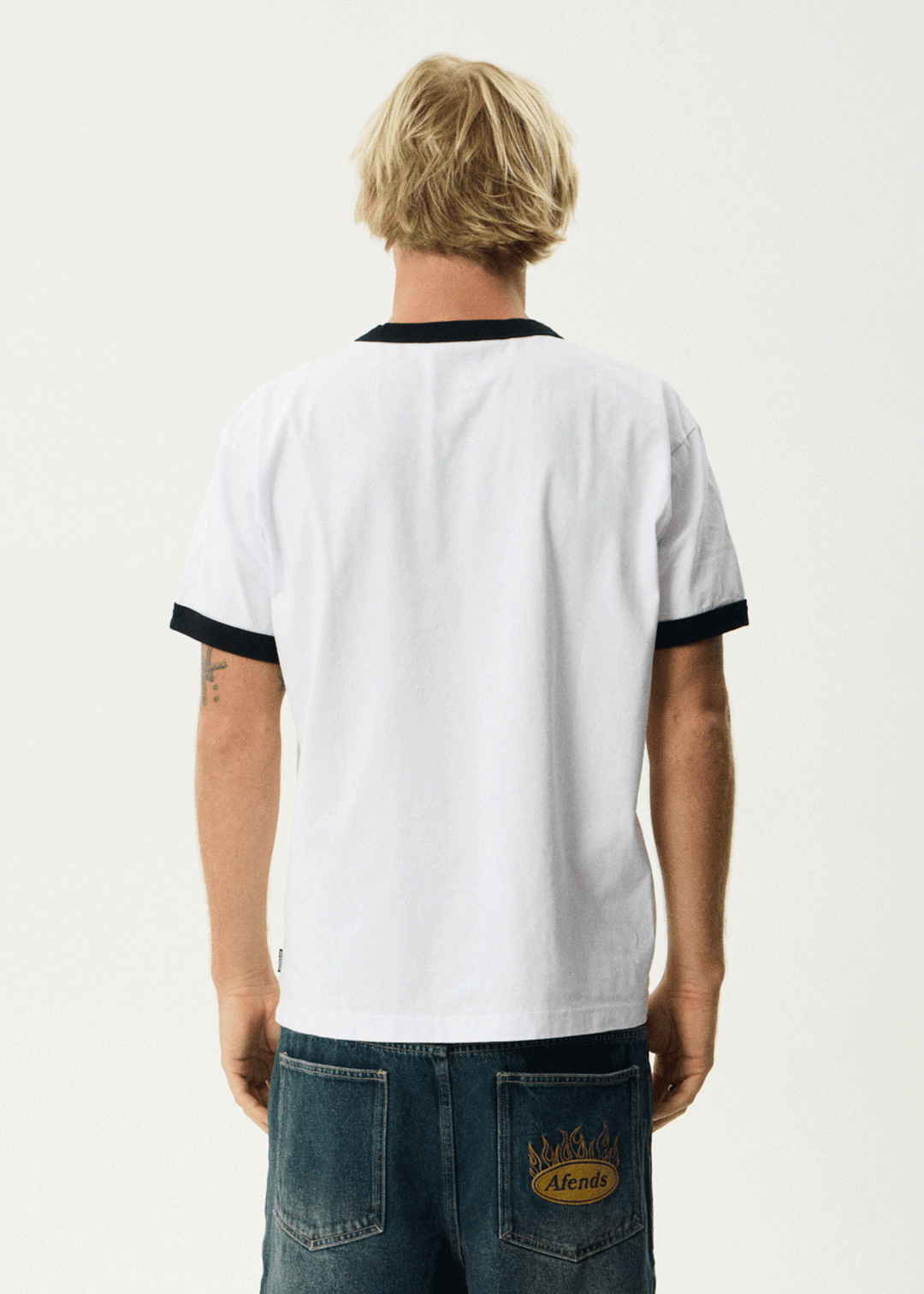 AFENDS Mens Kettle - Heavyweight Boxy Ringer Tee - White