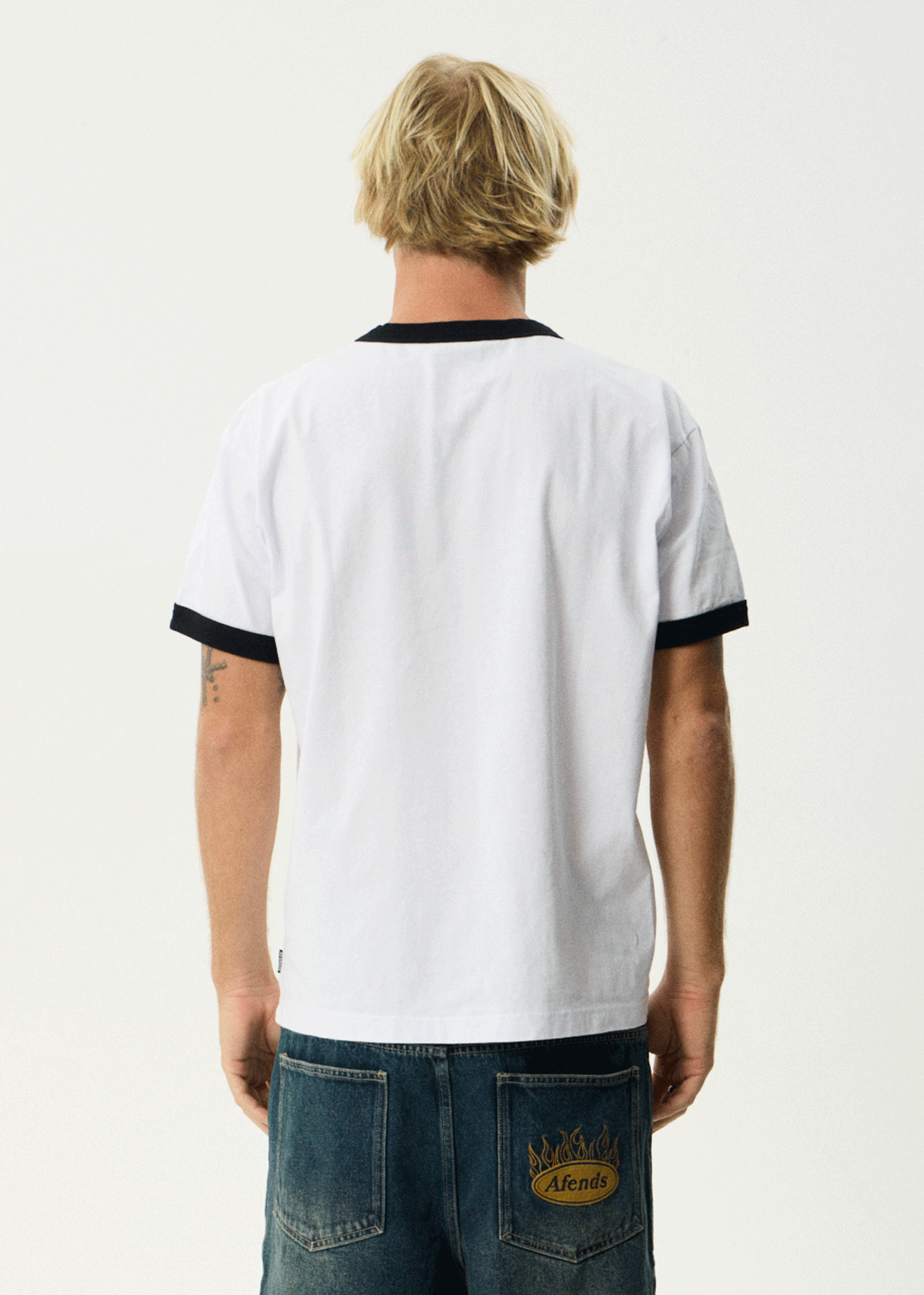 AFENDS Mens Kettle - Heavyweight Boxy Ringer Tee - White