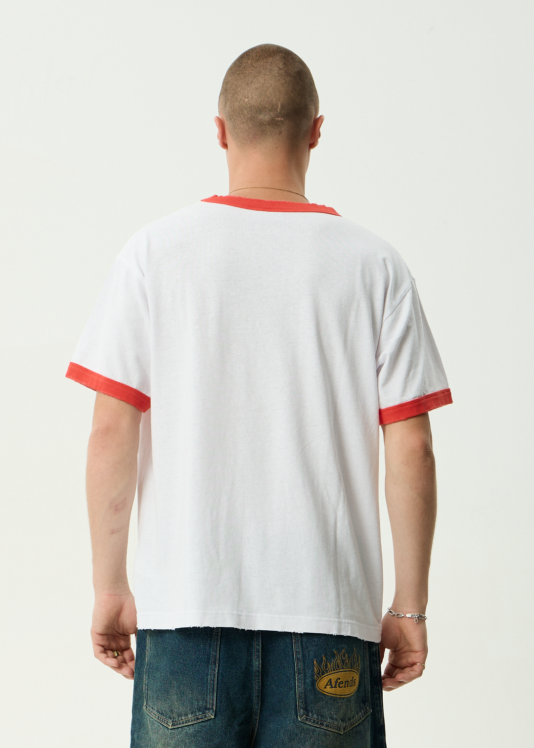 AFENDS Mens Cupid - Hemp Boxy Ringer Fit Tee - White