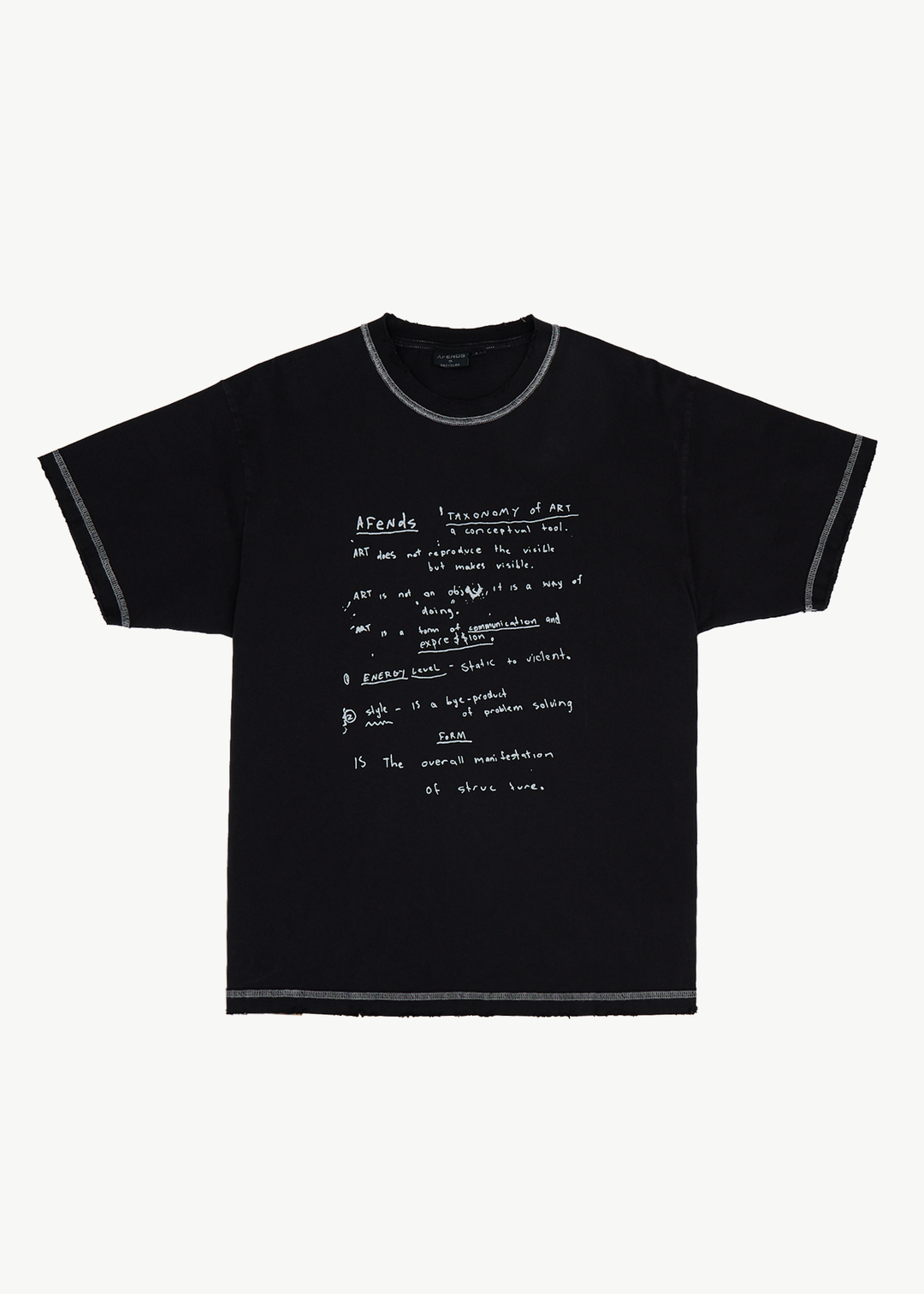 AFENDS Mens Taxonomy - Recycled Heavyweight Boxy Tee - Stone Black