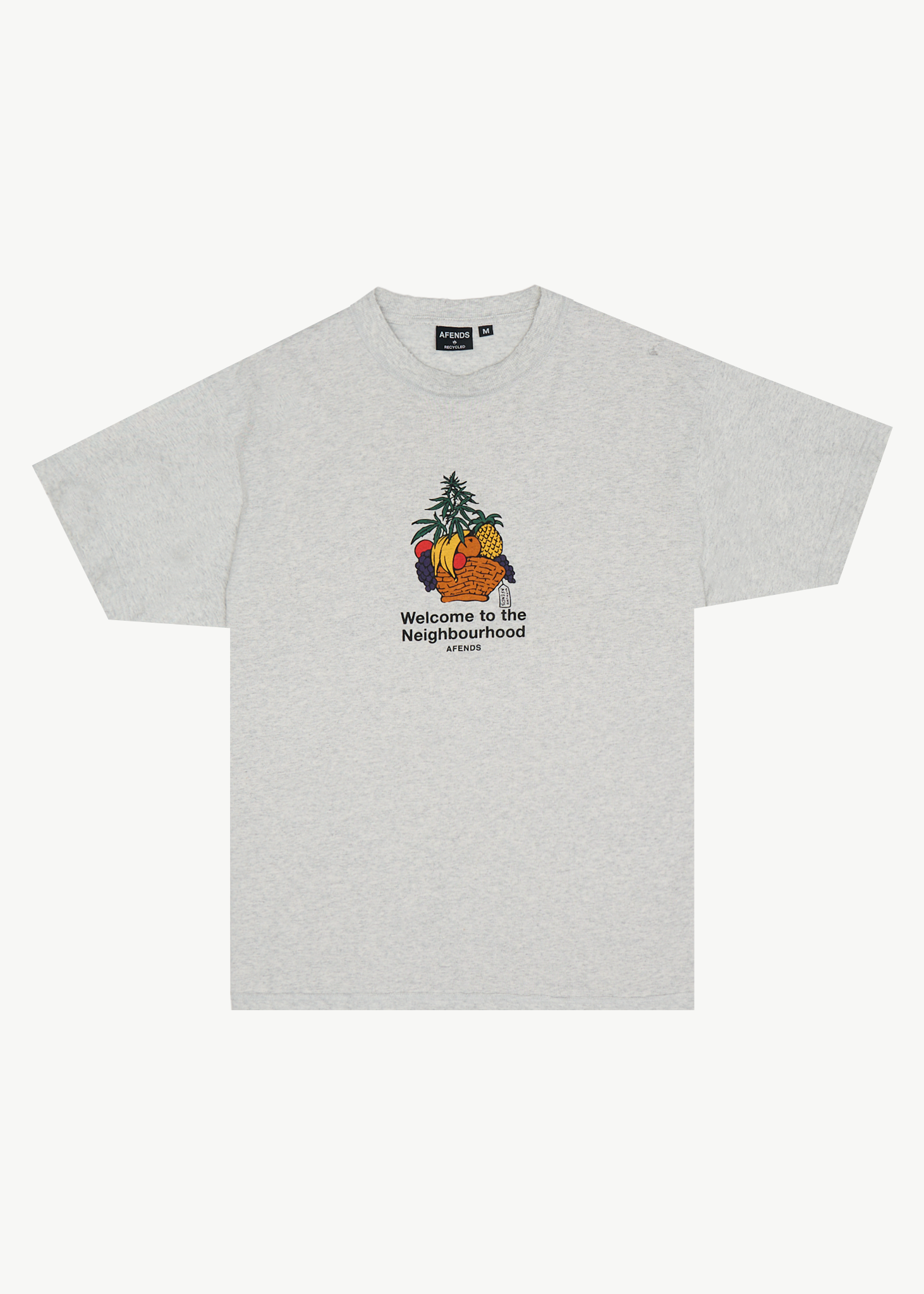 AFENDS Mens Farmers Market - Recycled Heavyweight Boxy Tee - Grey Marle