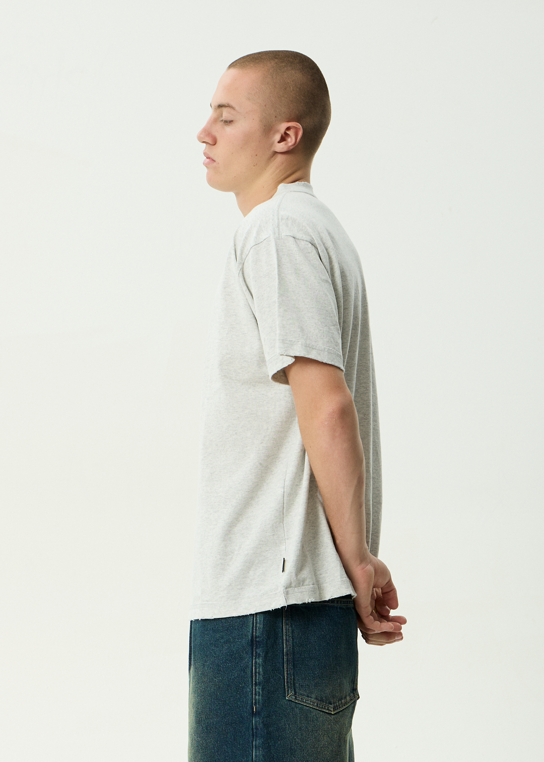 AFENDS Mens Farmers Market - Recycled Heavyweight Boxy Tee - Grey Marle