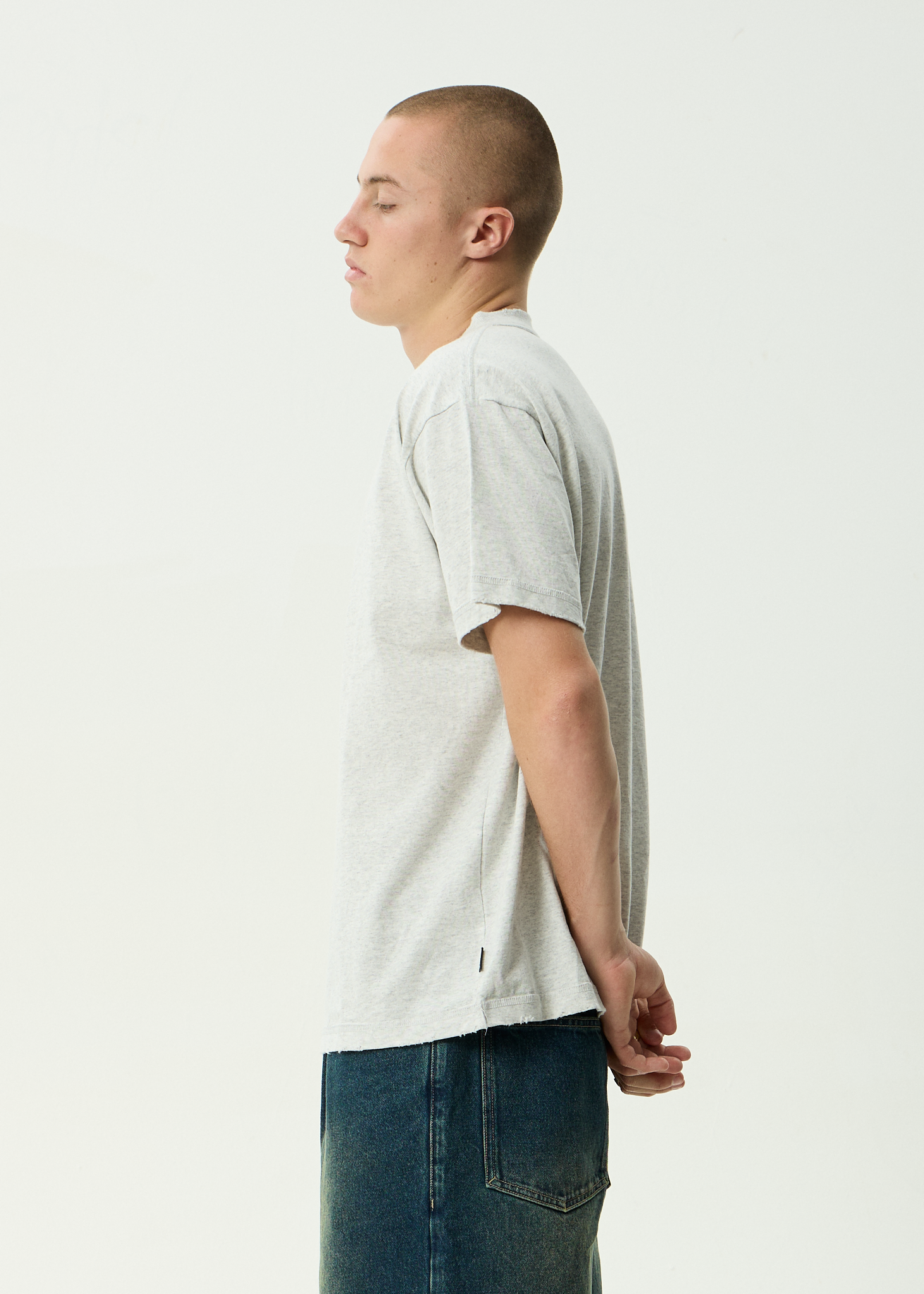 AFENDS Mens Farmers Market - Recycled Heavyweight Boxy Tee - Grey Marle
