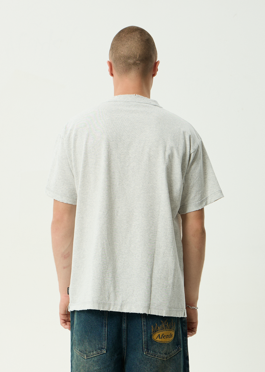AFENDS Mens Farmers Market - Recycled Heavyweight Boxy Tee - Grey Marle