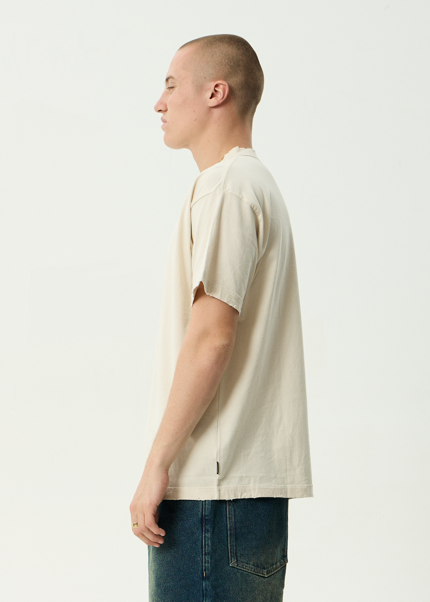 AFENDS Mens Jlord - Recycled Boxy Tee - Moonbeam