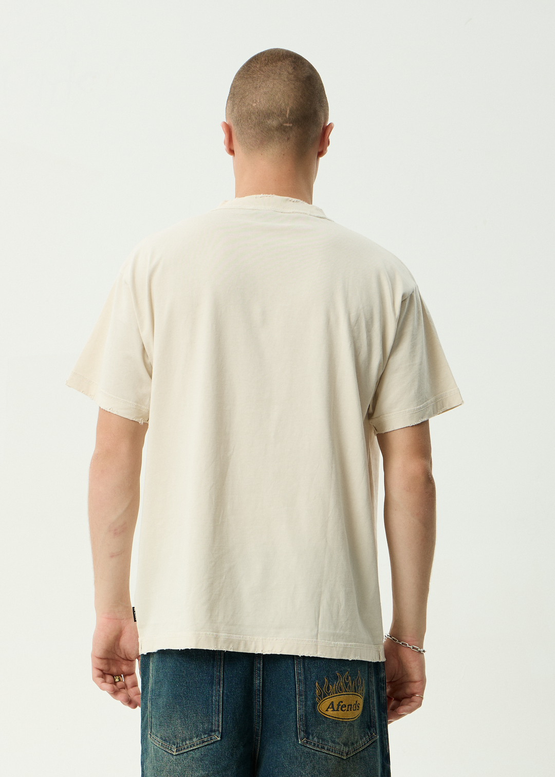 AFENDS Mens Jlord - Recycled Boxy Tee - Moonbeam