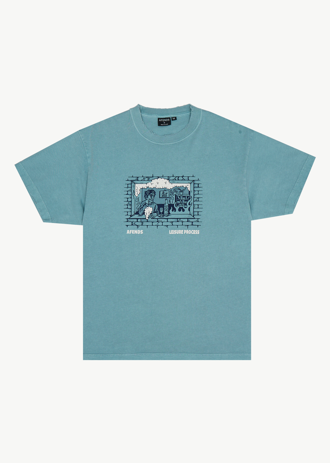 AFENDS Mens Leisure Process - Recycled Boxy Tee - Washed Overcast