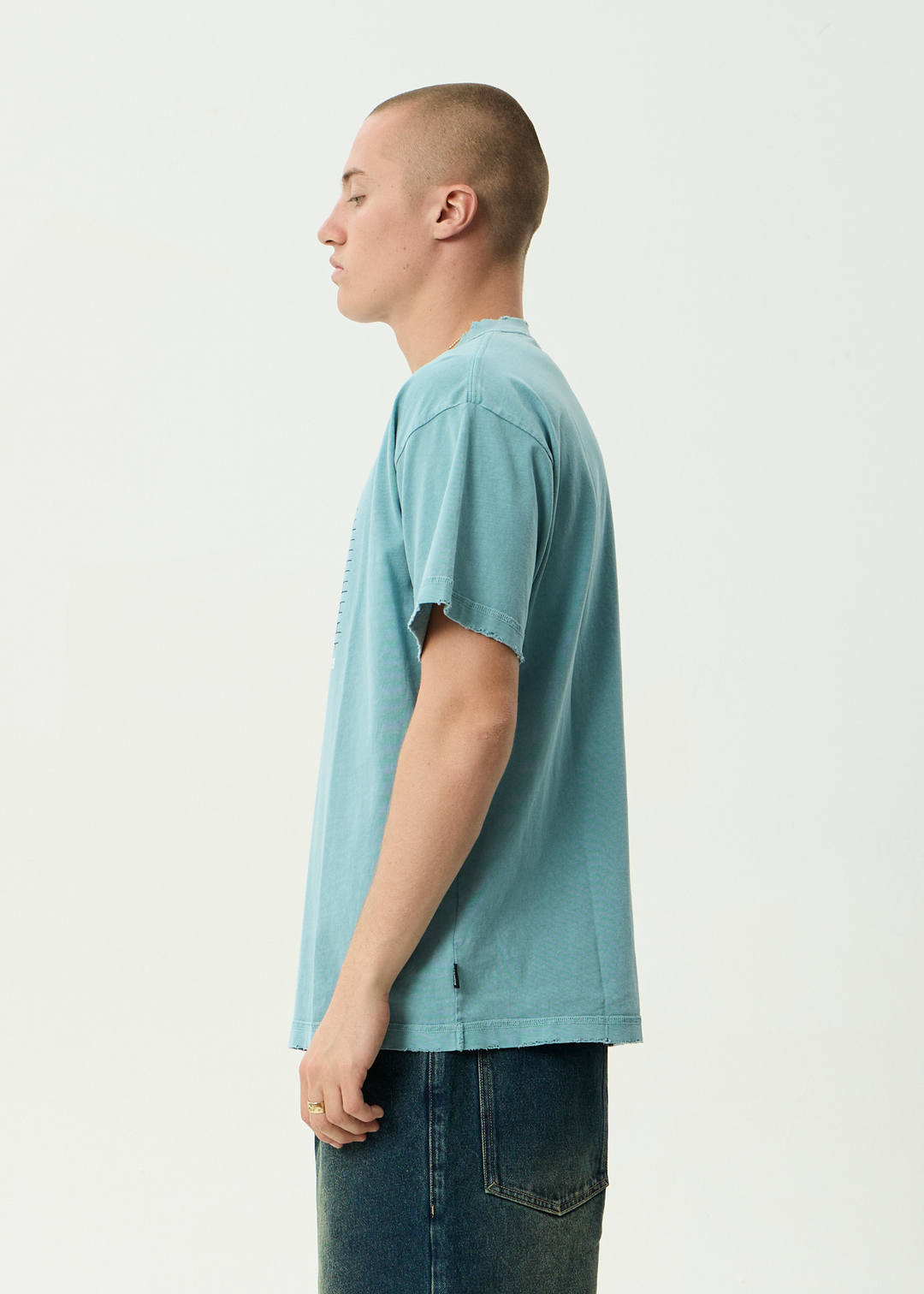AFENDS Mens Leisure Process - Recycled Boxy Tee - Washed Overcast