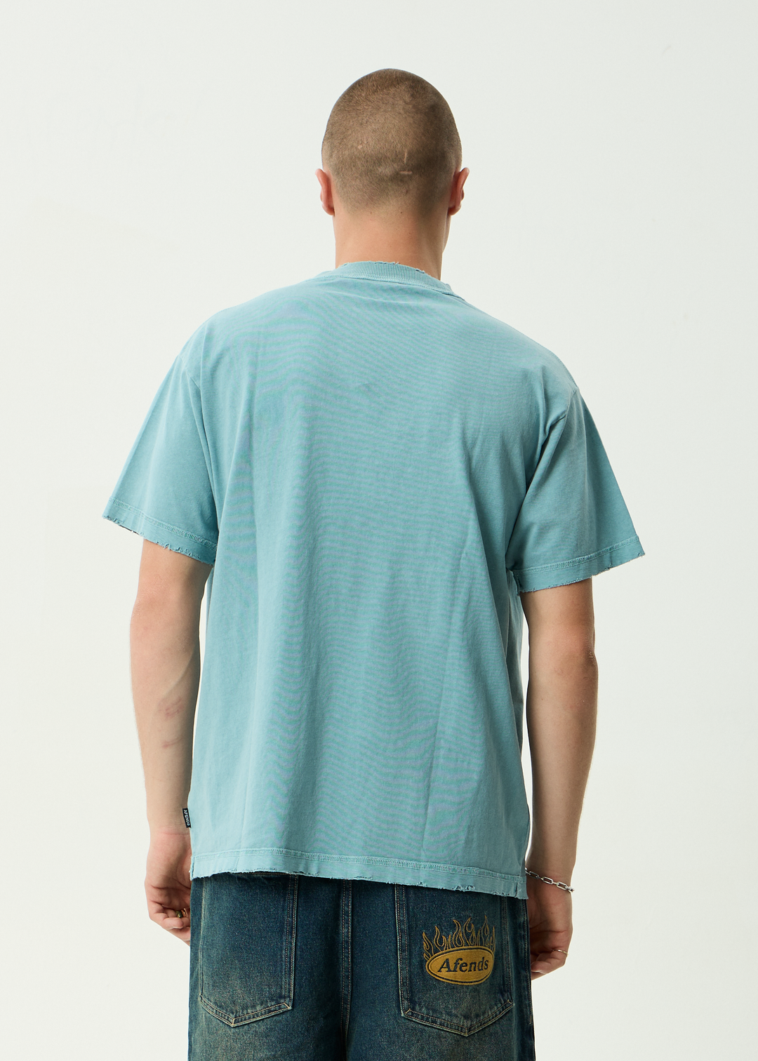 AFENDS Mens Leisure Process - Recycled Boxy Tee - Washed Overcast