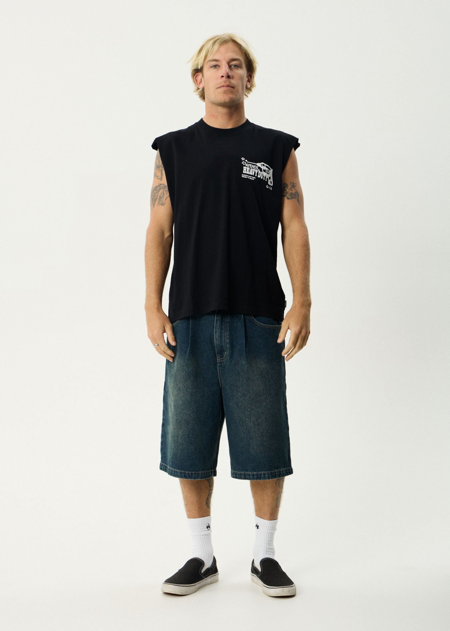 AFENDS Mens Heavy Duty - Sleeveless Tee - Black