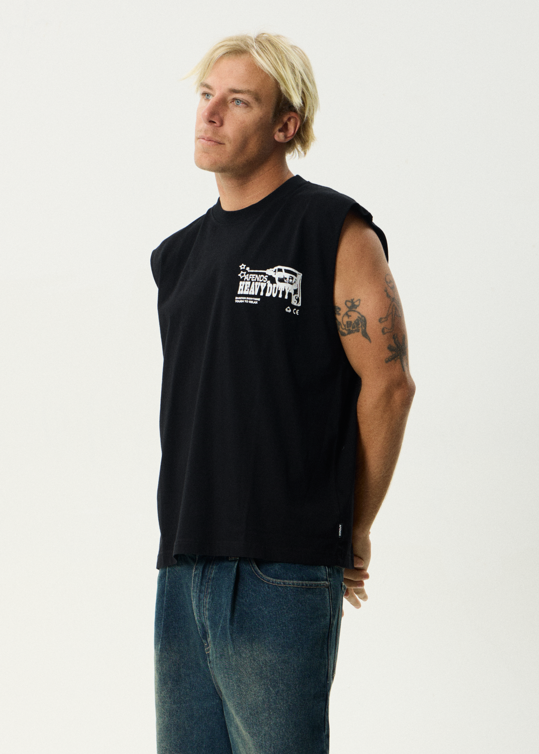 AFENDS Mens Heavy Duty - Sleeveless Tee - Black