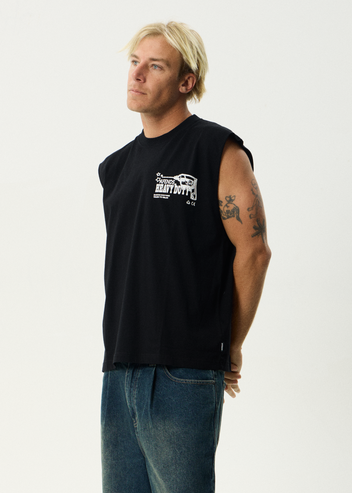 AFENDS Mens Heavy Duty - Sleeveless Tee - Black