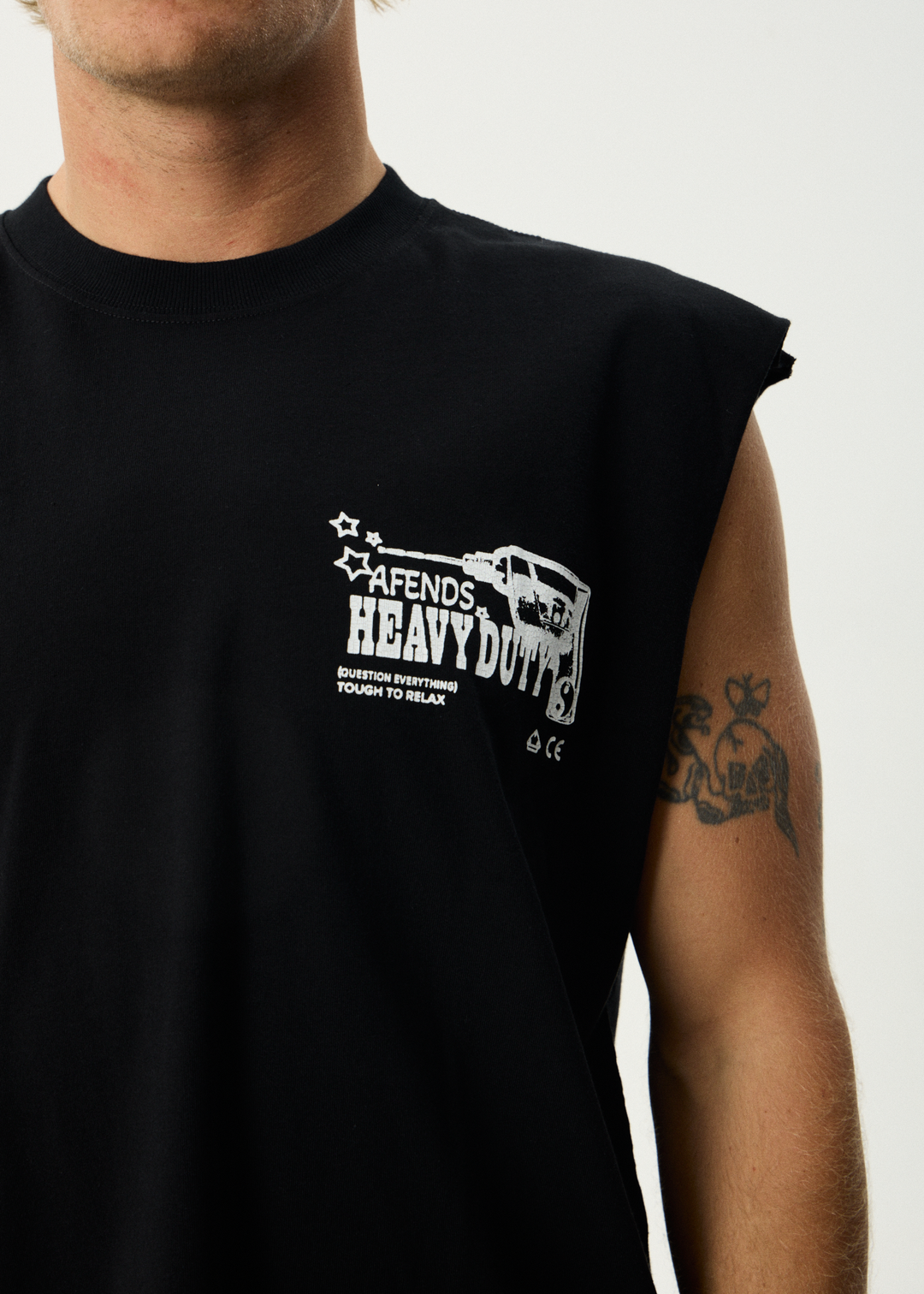 AFENDS Mens Heavy Duty - Sleeveless Tee - Black