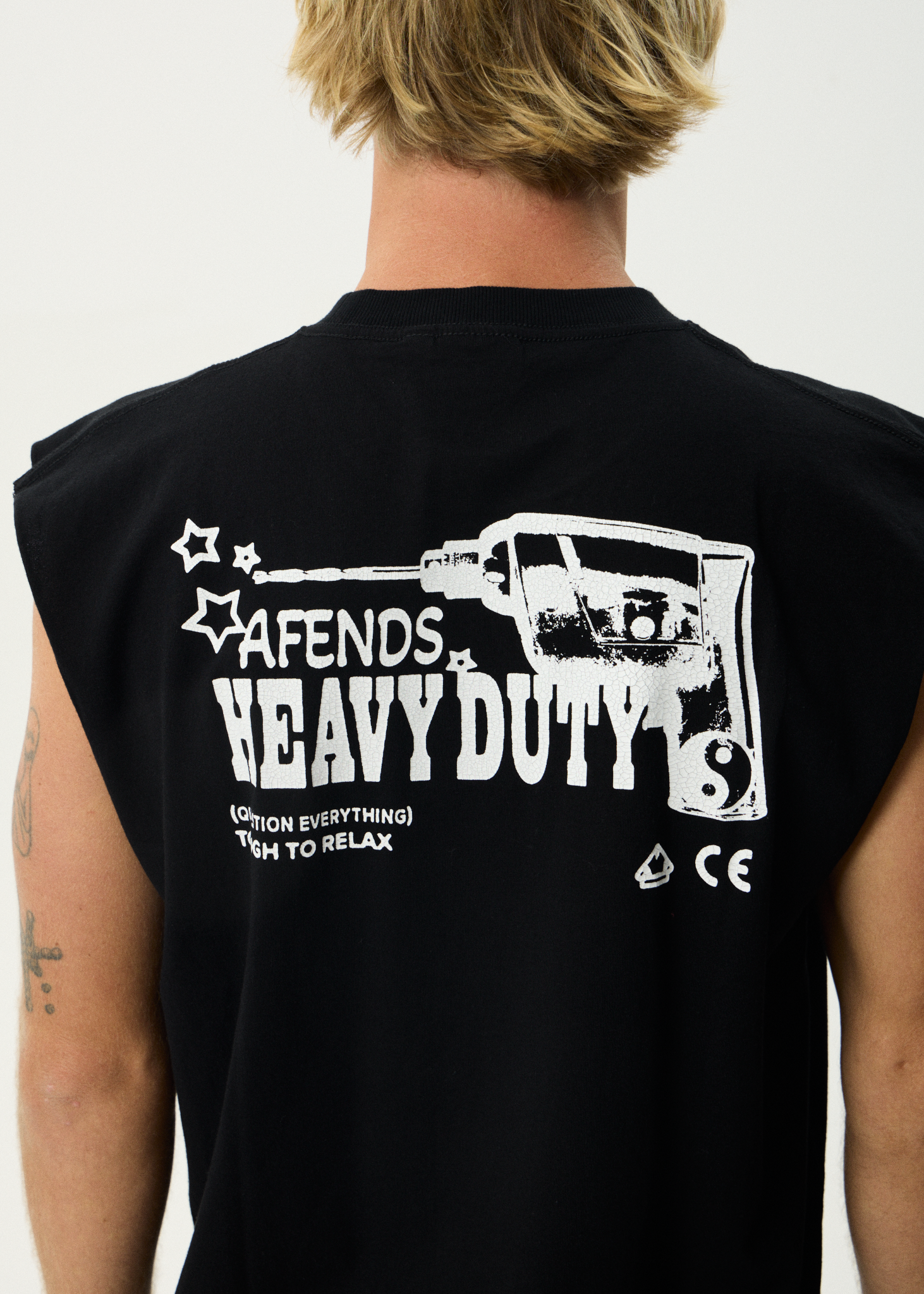 AFENDS Mens Heavy Duty - Sleeveless Tee - Black
