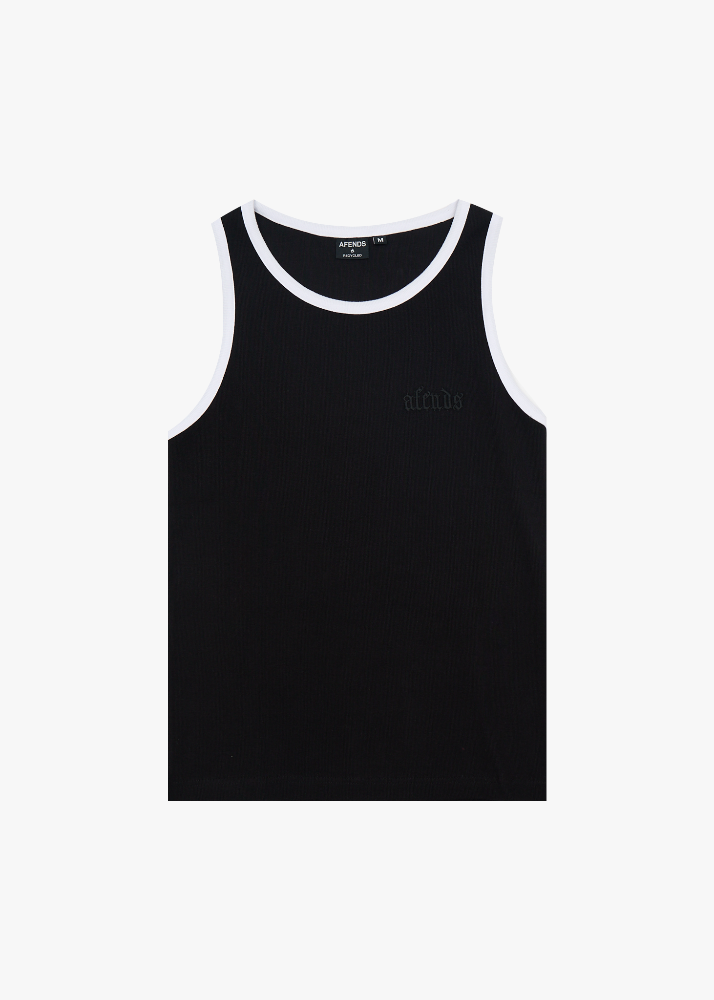 AFENDS Mens Drop Zone - Rib Singlet - Black / White