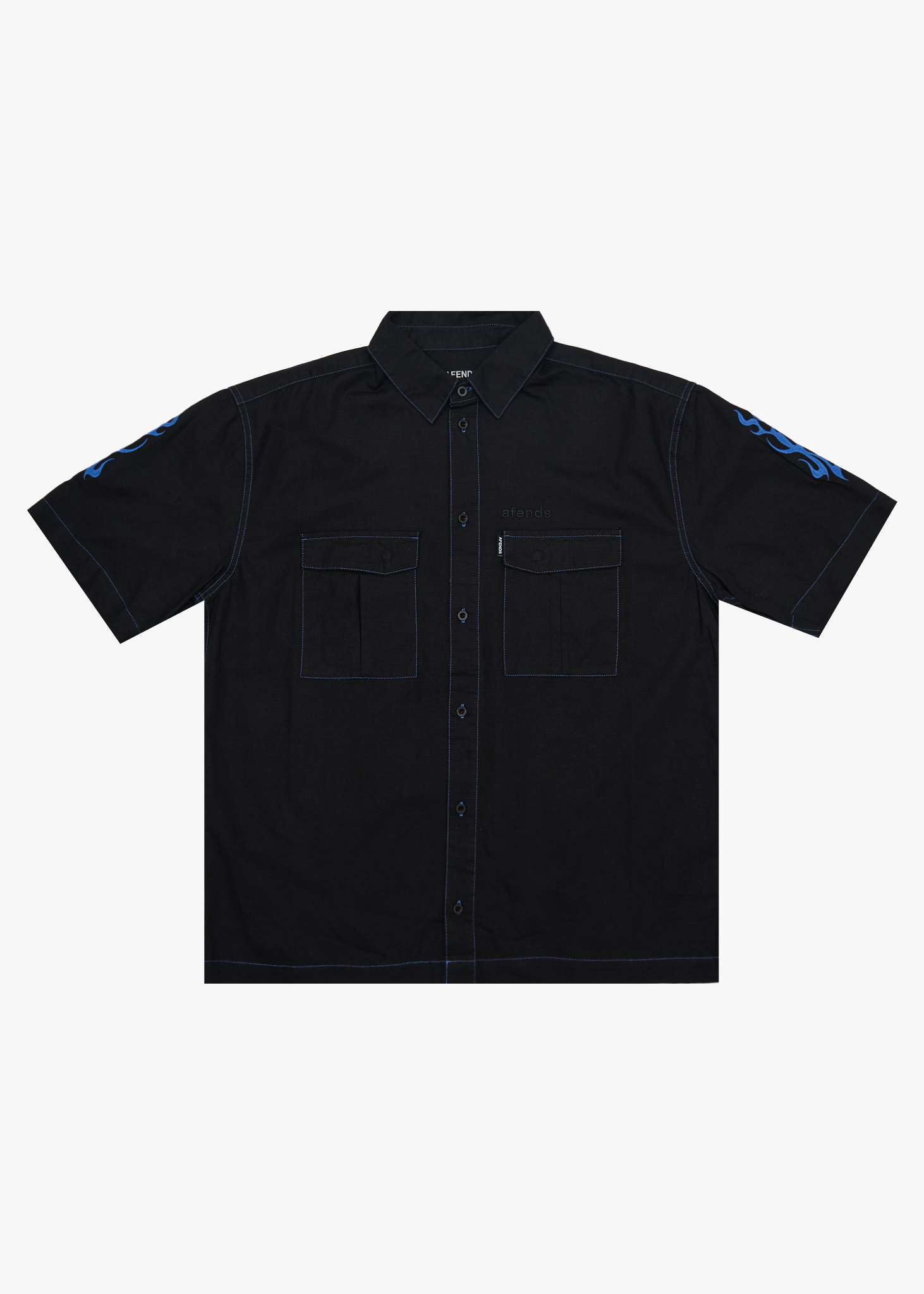 AFENDS Mens Utility - Short Sleeve Shirt - Black