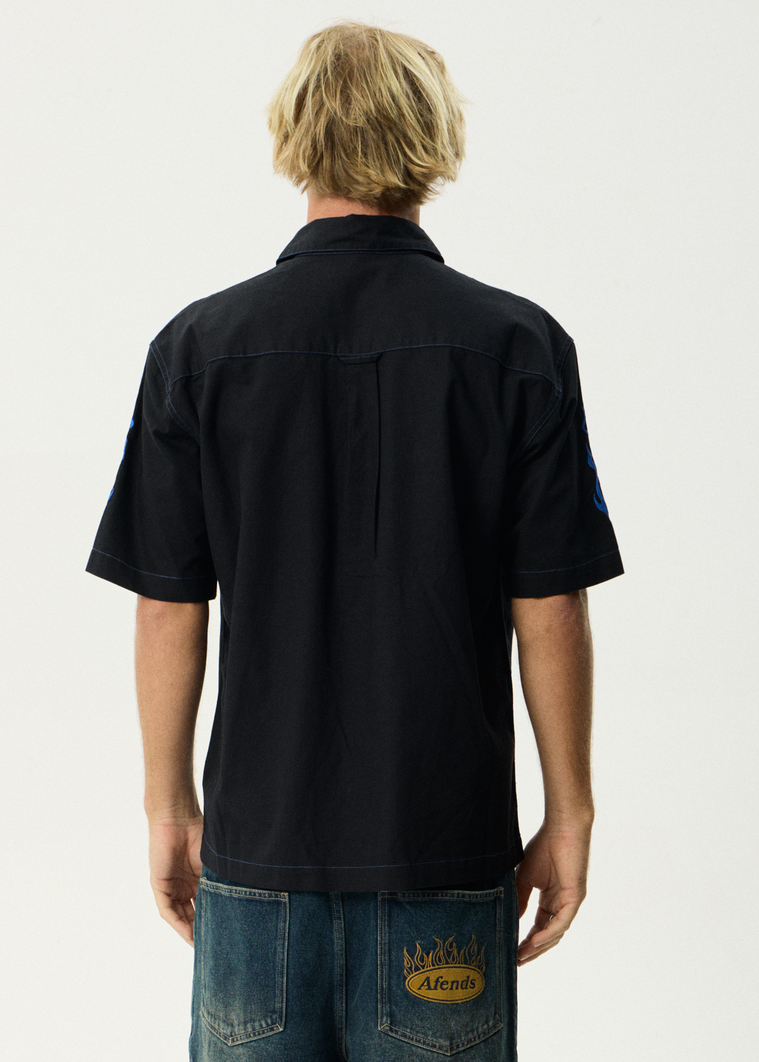 AFENDS Mens Utility - Short Sleeve Shirt - Black