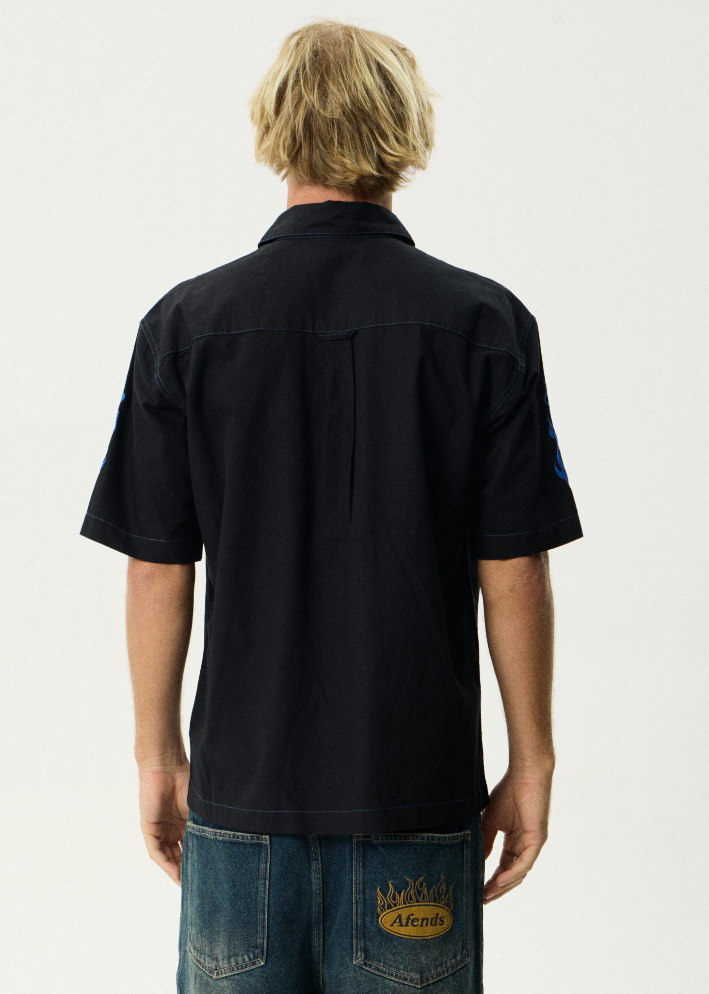 AFENDS Mens Utility - Short Sleeve Shirt - Black