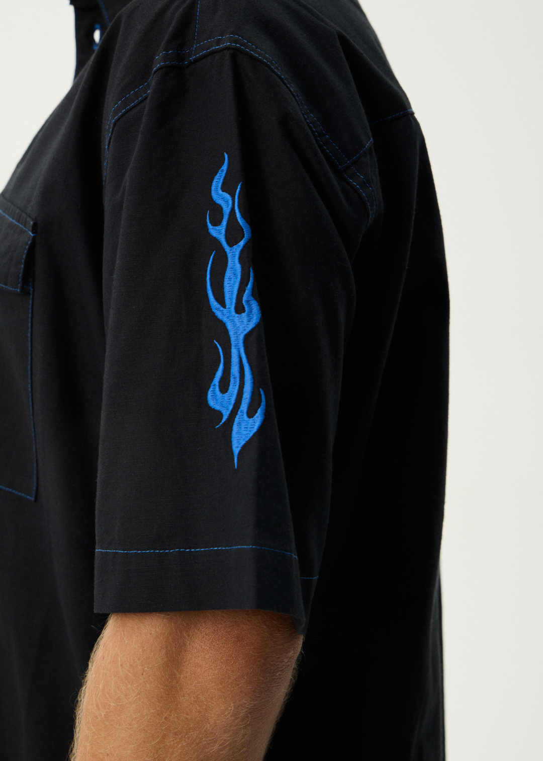 AFENDS Mens Utility - Short Sleeve Shirt - Black