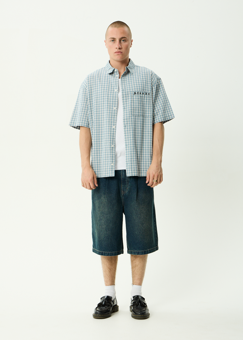 AFENDS Mens Evans - Short Sleeve Shirt - Overcast Check