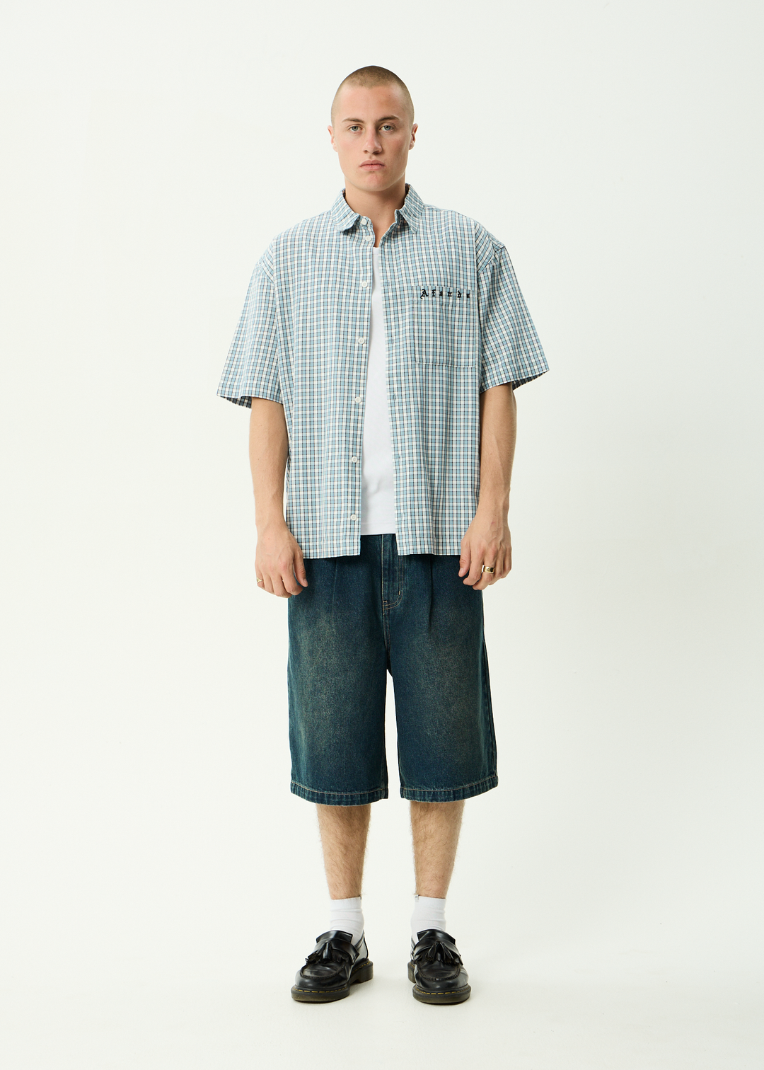 AFENDS Mens Evans - Short Sleeve Shirt - Overcast Check