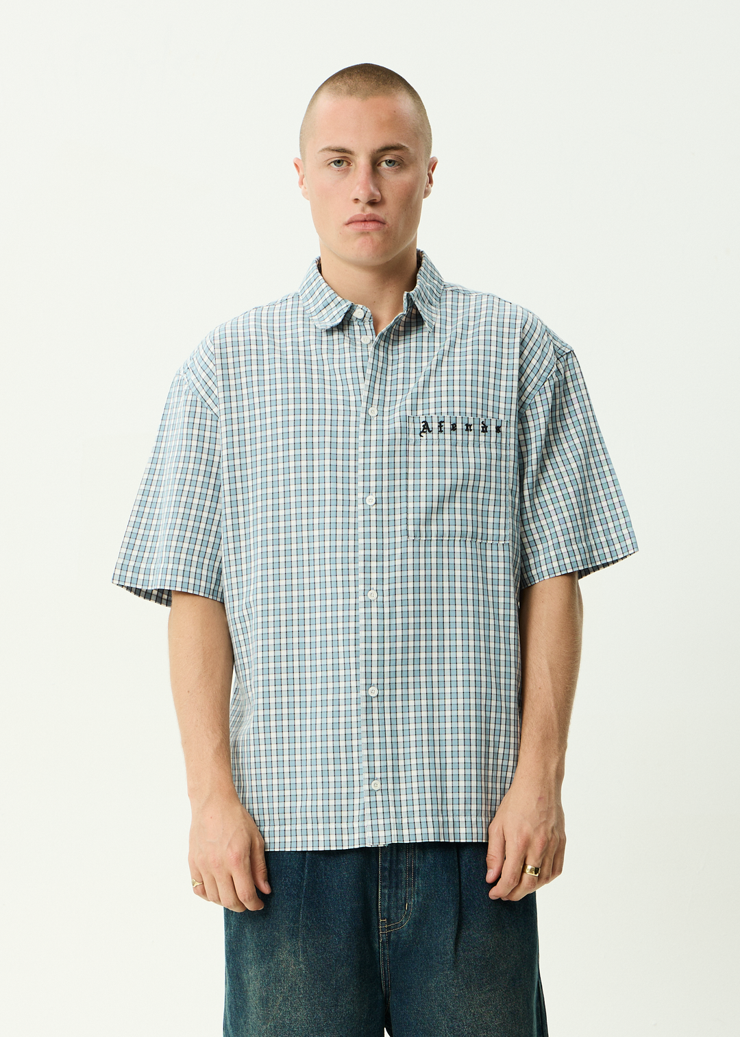 AFENDS Mens Evans - Short Sleeve Shirt - Overcast Check