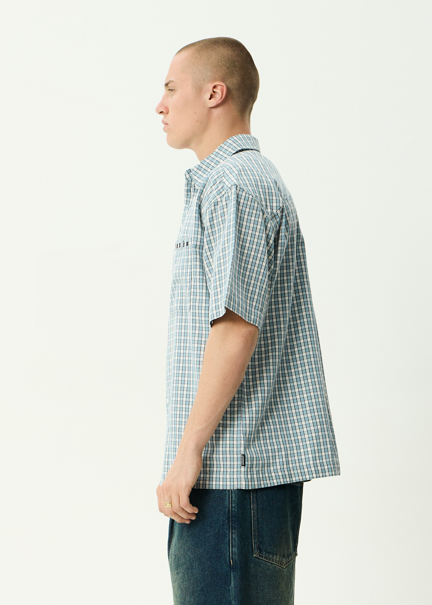 AFENDS Mens Evans - Short Sleeve Shirt - Overcast Check