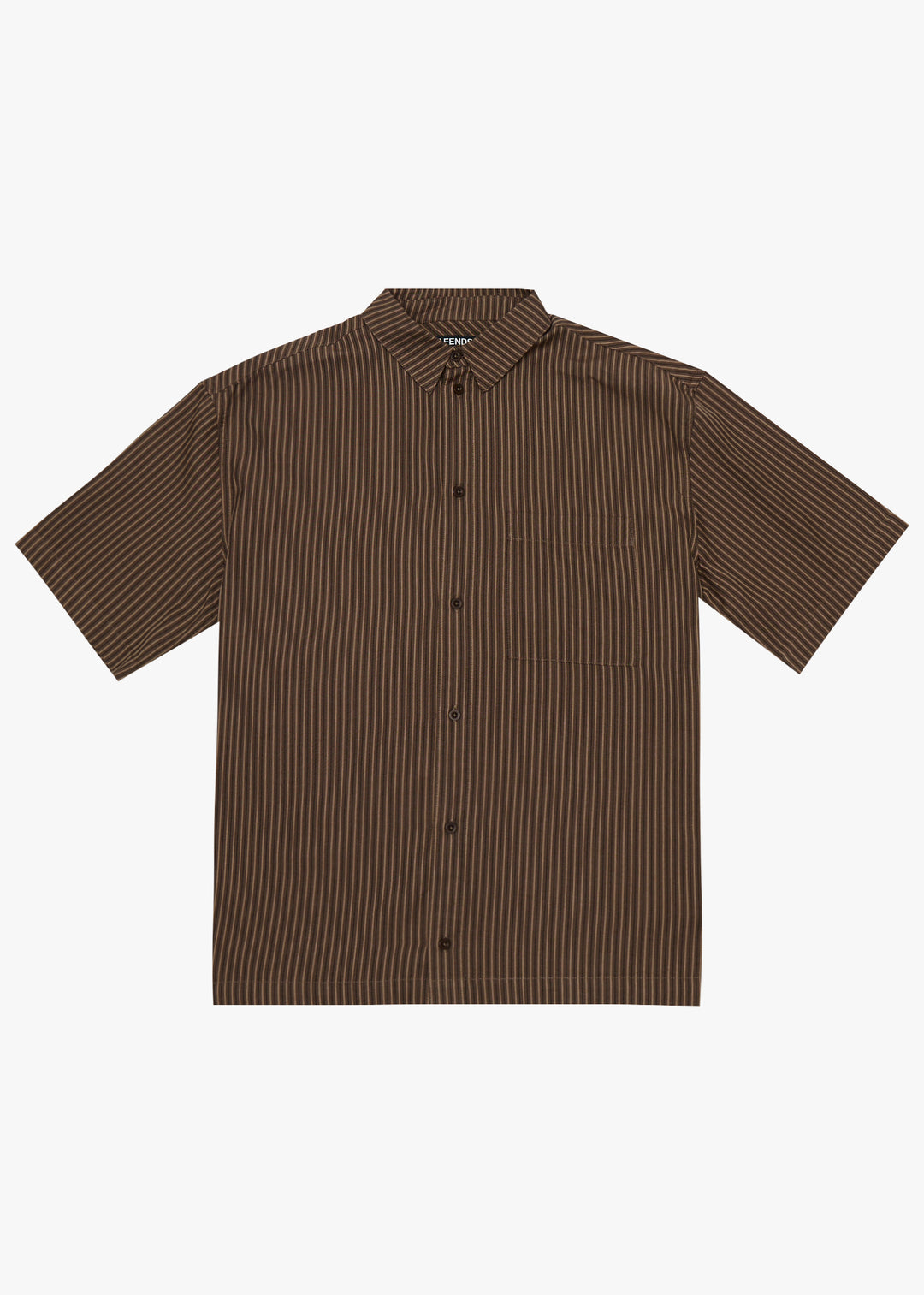 AFENDS Mens Cyrus - Short Sleeve Shirt - Coffee Stripe