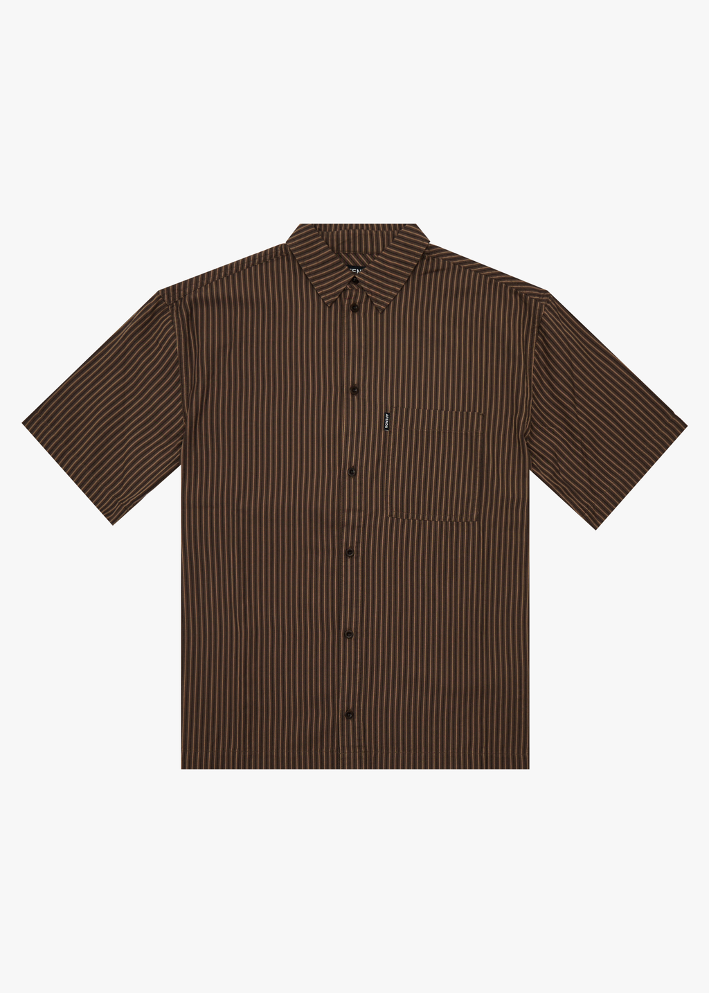 AFENDS Mens Cyrus - Short Sleeve Shirt - Coffee Stripe