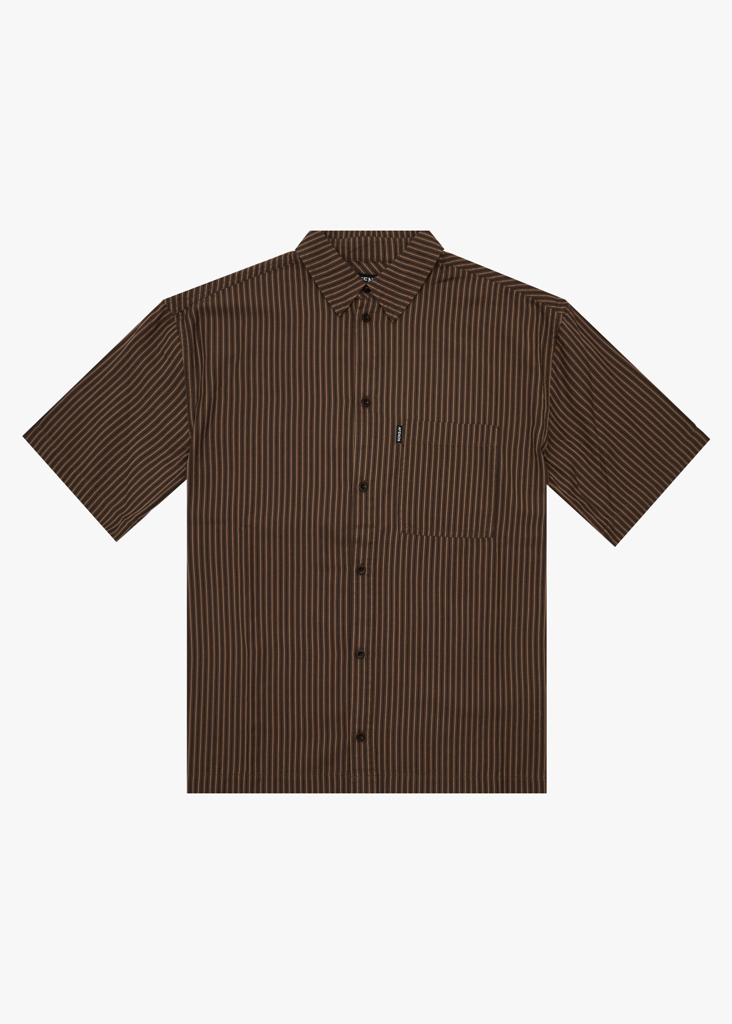 AFENDS Mens Cyrus - Short Sleeve Shirt - Coffee Stripe