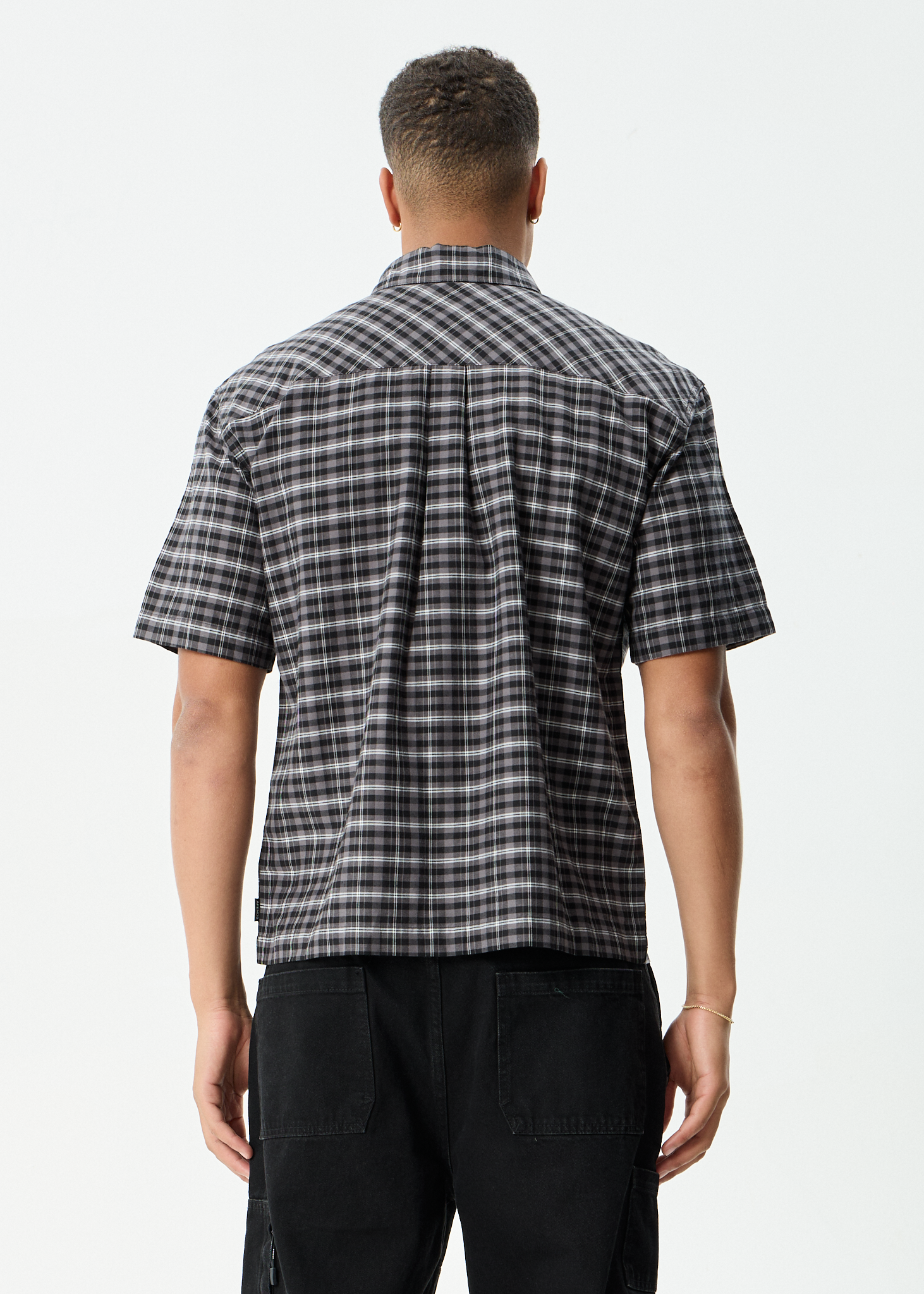 AFENDS Mens Darkness - Short Sleeve Shirt - Black Check