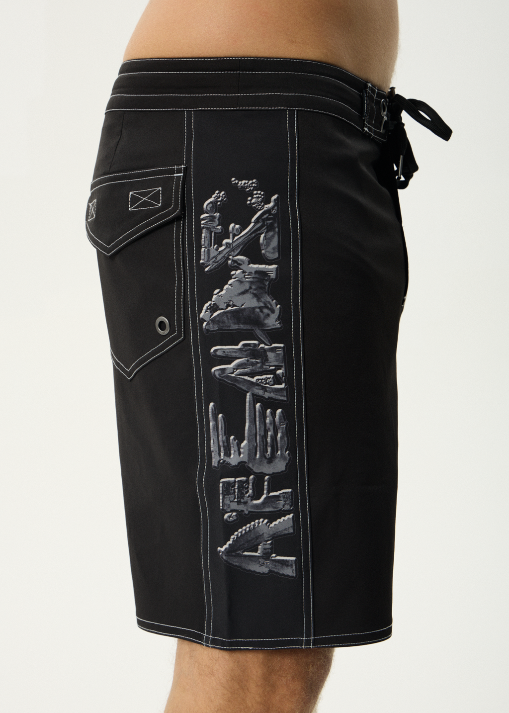 AFENDS Mens Lqd Metal - Surf Related V2 Boardshort 19" - Black