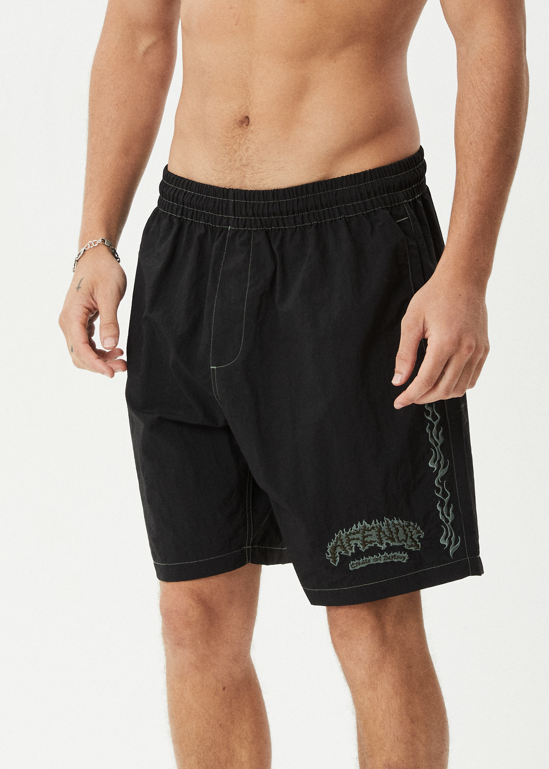 AFENDS Mens Flame On - Baywatch Short 18" - Black