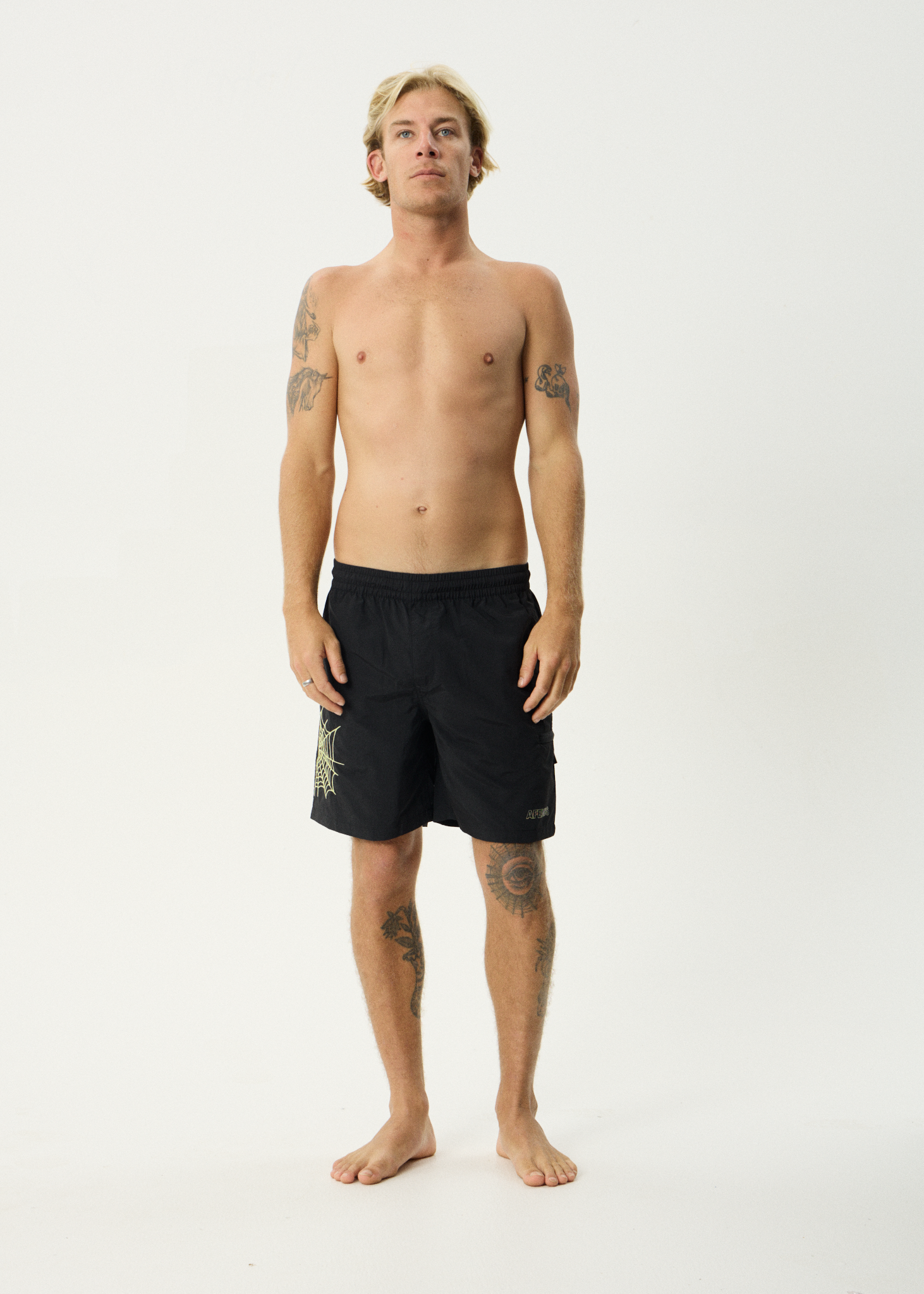 AFENDS Mens Webhead - Baywatch Swim Short 18" - Black