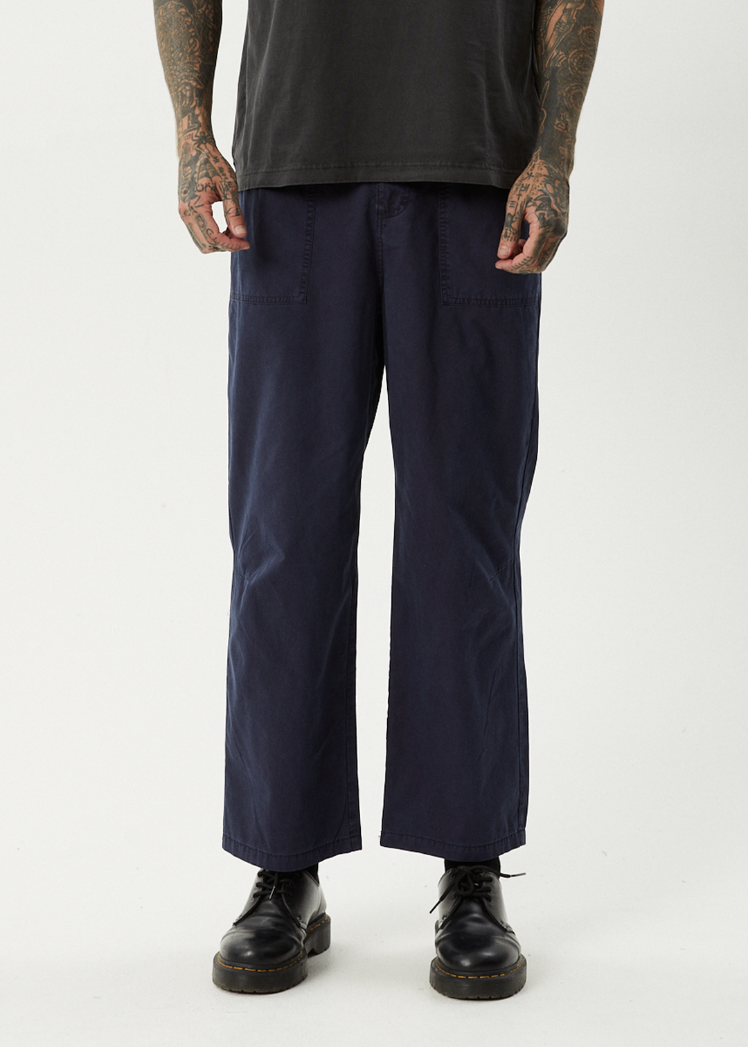 AFENDS Mens Overdie Glider - Overdyed Pleated Pant - Deep Sea