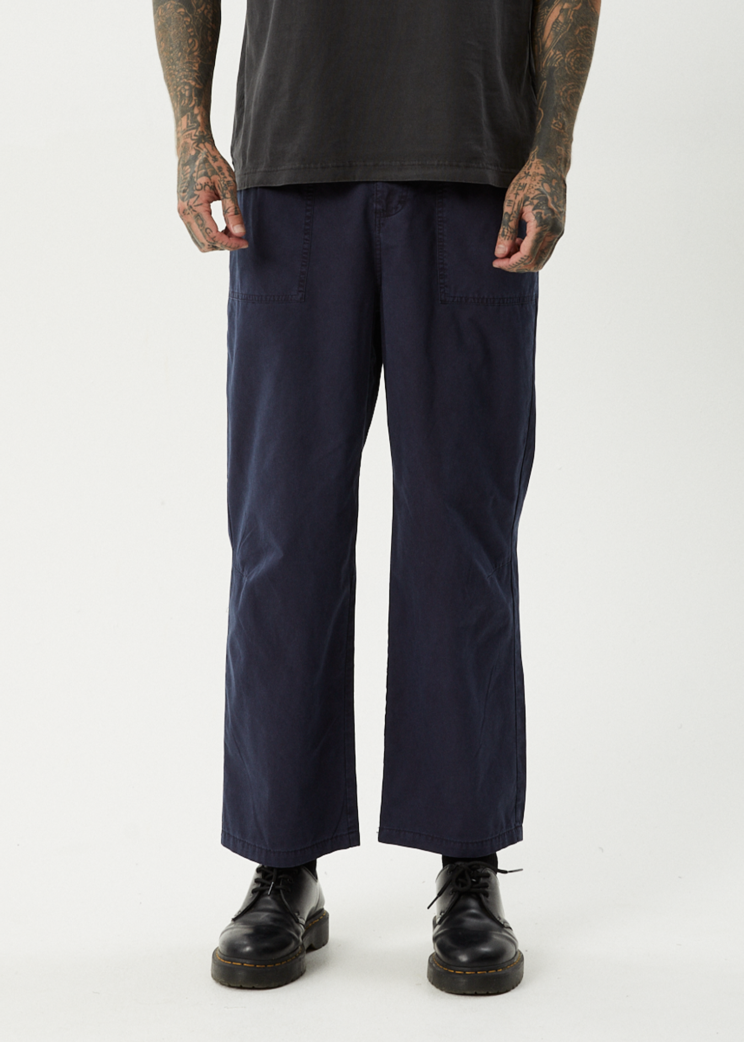AFENDS Mens Overdie Glider - Overdyed Pleated Pant - Deep Sea
