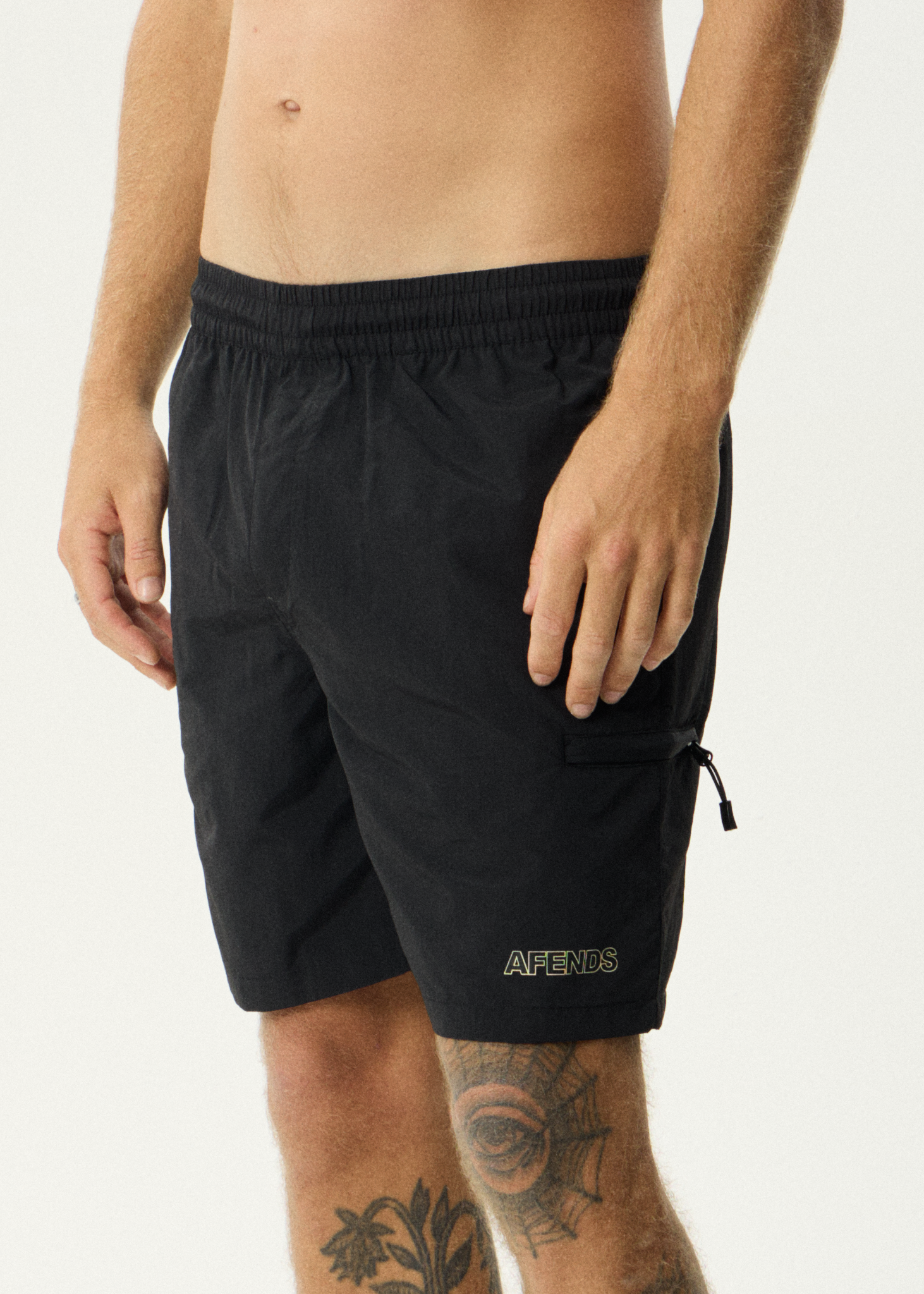 AFENDS Mens Webhead - Baywatch Swim Short 18" - Black