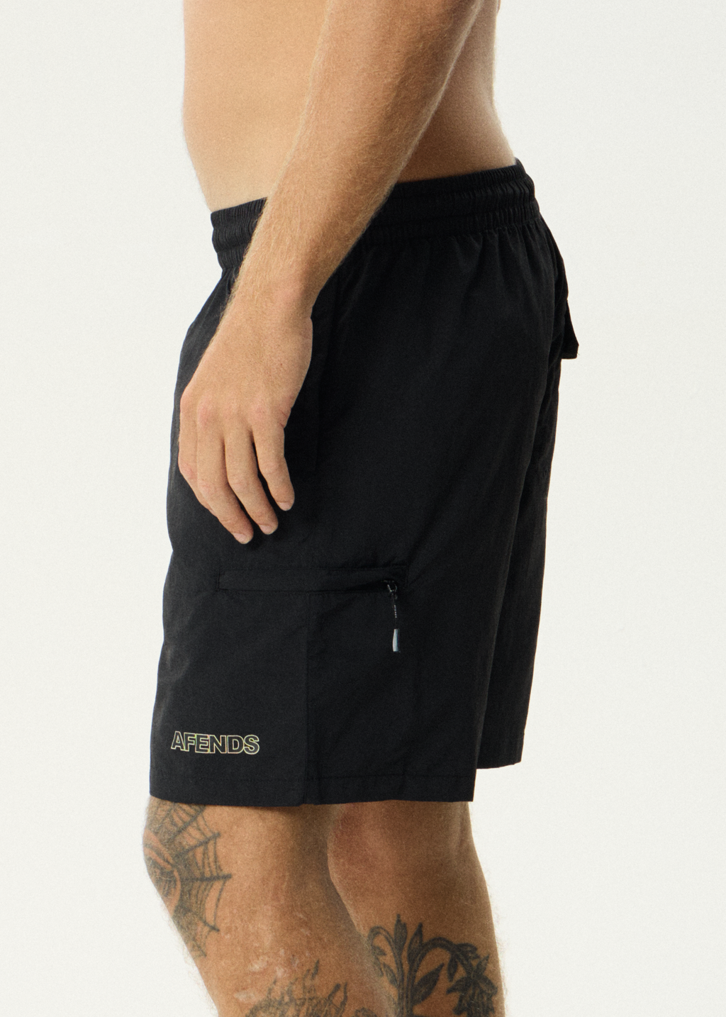 AFENDS Mens Webhead - Baywatch Swim Short 18" - Black