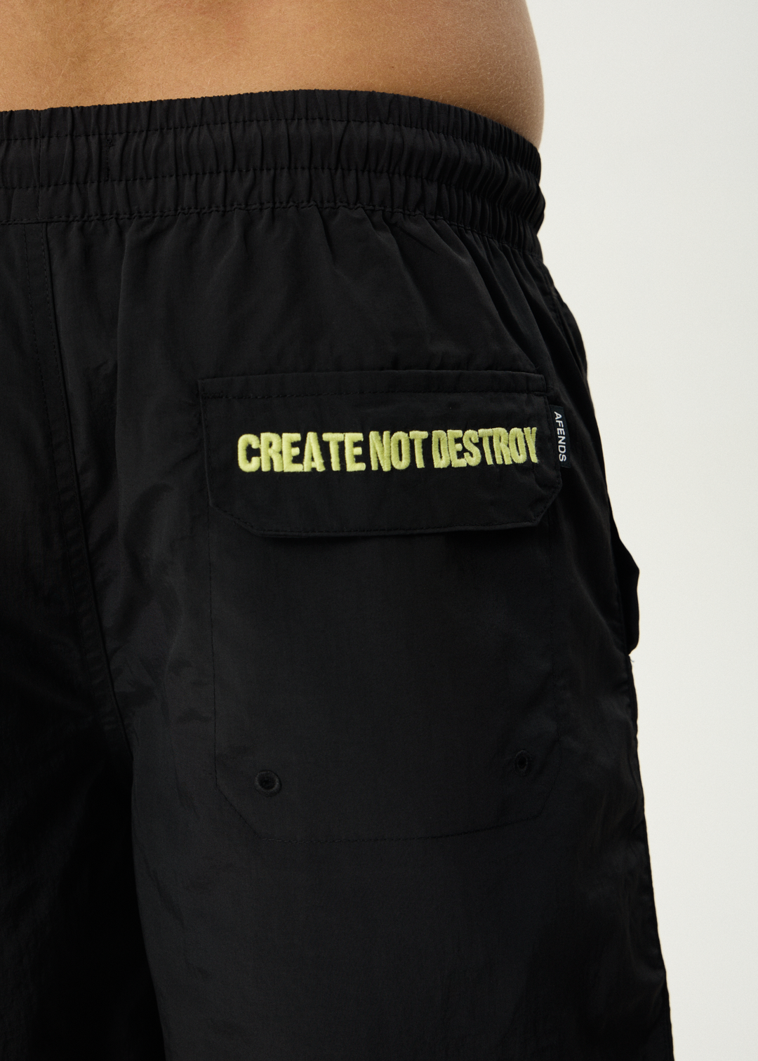 AFENDS Mens Webhead - Baywatch Swim Short 18" - Black